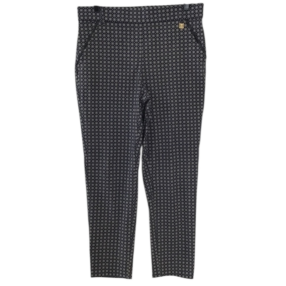 Rafaella Comfort Elastic Waist Pull On Pants Blue Geometric Size 12